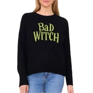 Vince‎ Camuto Wicked 'Bad Witch' Sweater Black/Lime Green Metallic XL Elphaba
